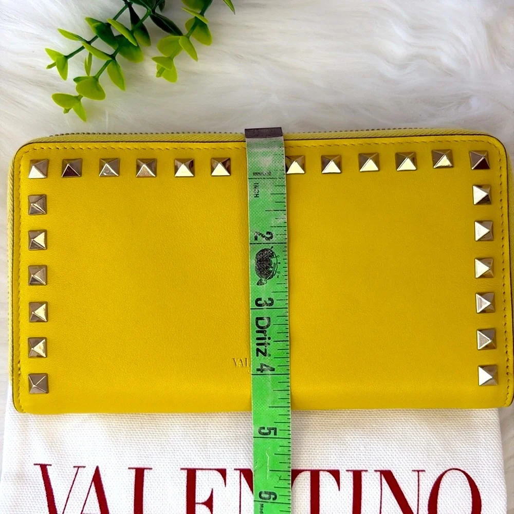 Valentino Garavani Yellow‎ Rock Stud Zipper Wallet